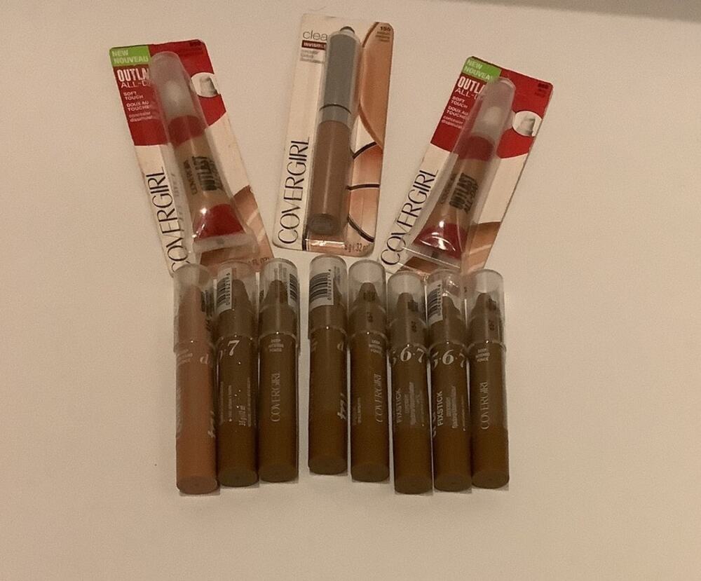 Covergirl Concealer Lot 11 Pc Outlast Clean TruBlend FixStick Deep Shades NOS